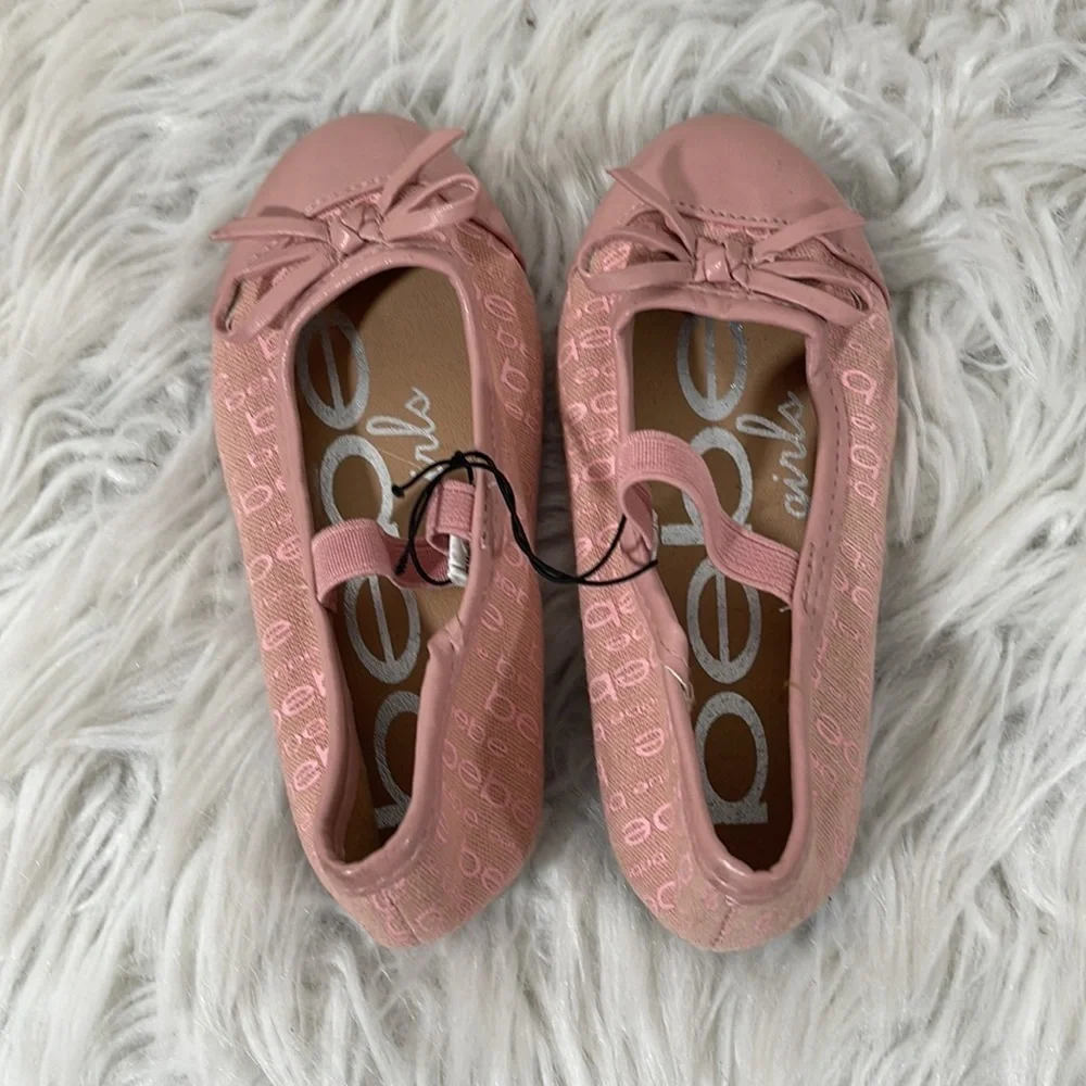 BEBE Girls Ballerina Flats Pink Slip On Shoes Size 8 New